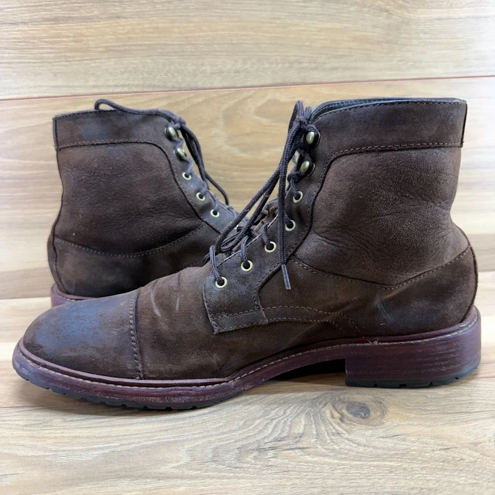 Johnston & Murphy Collection Cap Toe Boot Mens 10.5 M Brown Nubuck Faux Fur